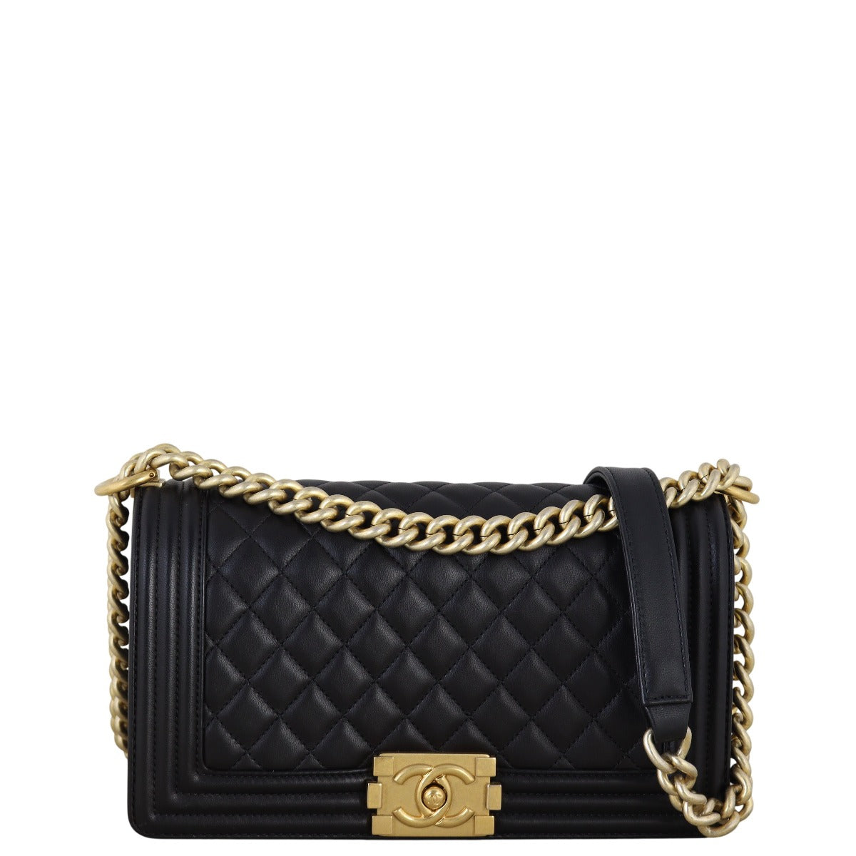 Chanel Boy Old Handbag Quilted Black Crossbody Bag Medium 17062025