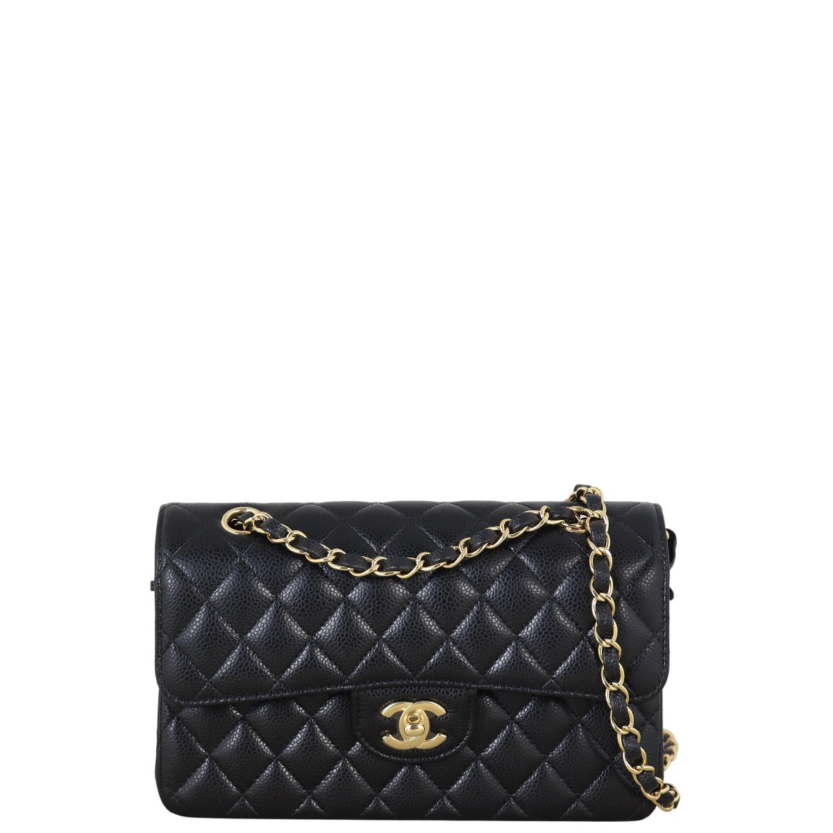 Chanel Classic Double Flap Caviar Handbag Quilted Black Crossbody Bag Small 23062025