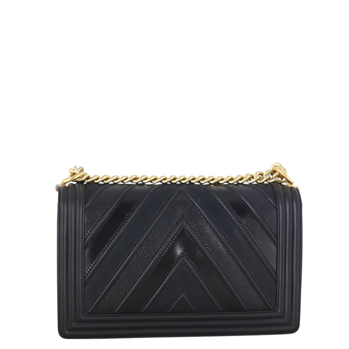 Chanel Boy New Chevron Handbag Black Medium Crossbody Bag
