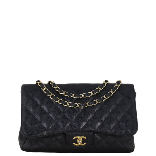 Chanel Classic Single Jumbo Caviar Handbag Quilted Black Crossbody Bag Jumbo 03072025