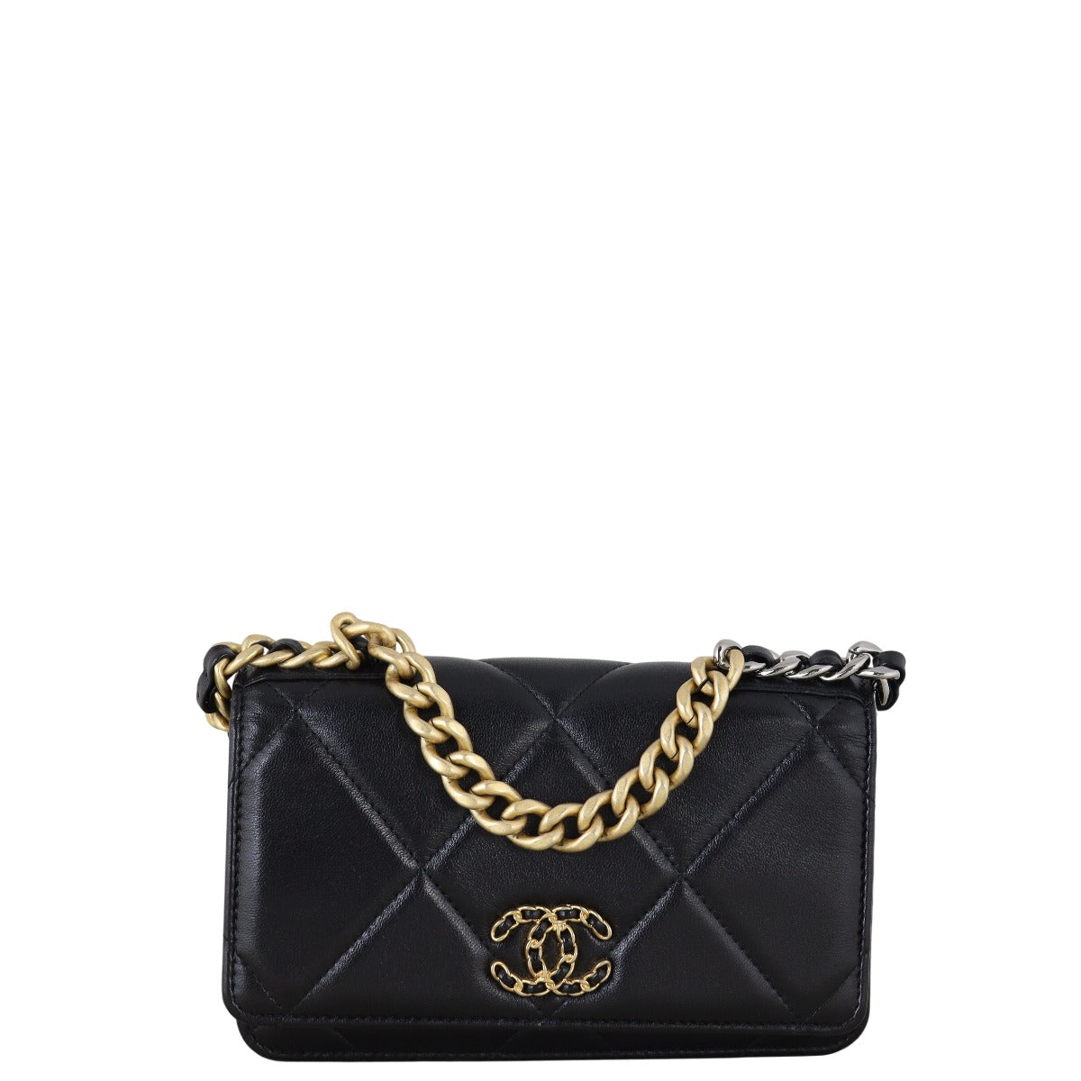 Chanel 19 Wallet On Handbag Quilted Black Crossbody Bag