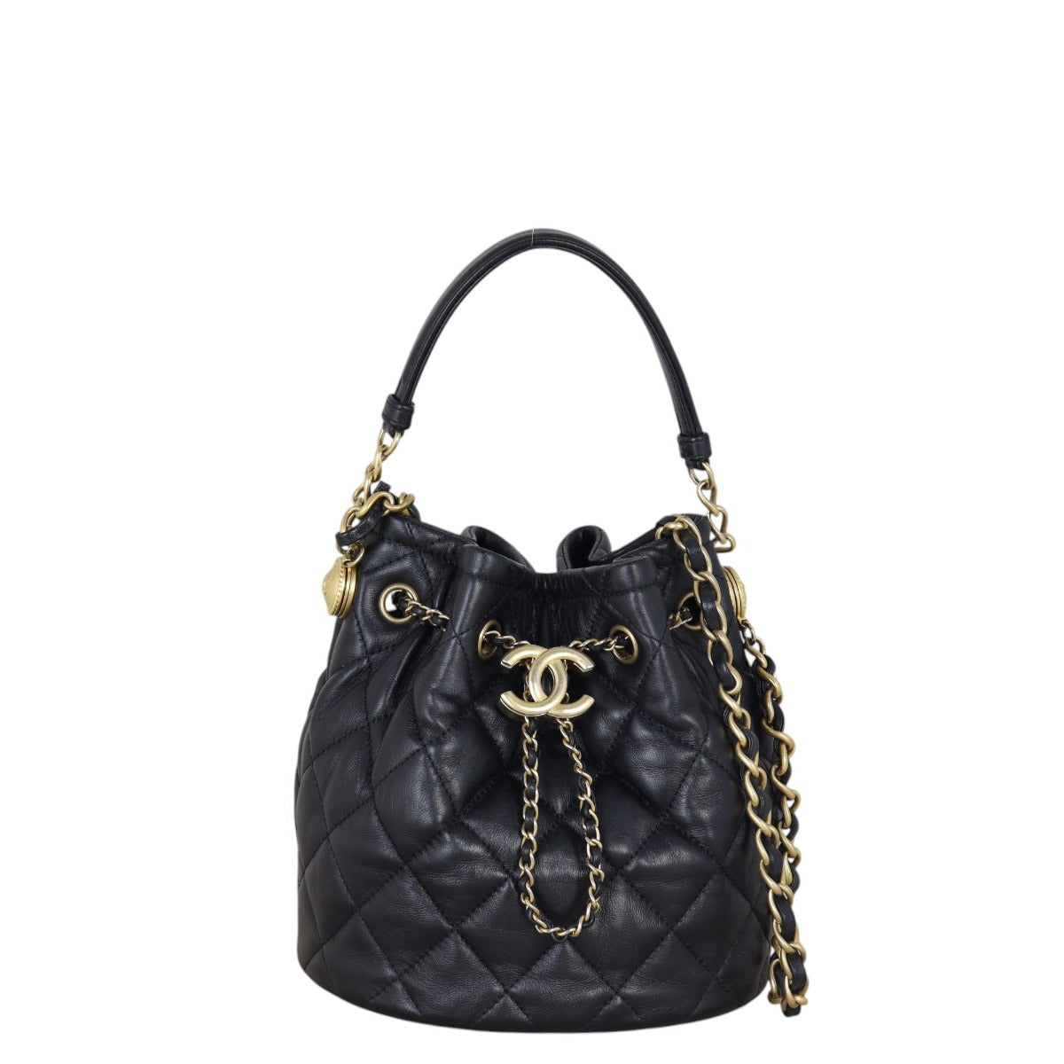 Chanel CC Drawstring Bag Quilted Black Jewelry Bag 08072025