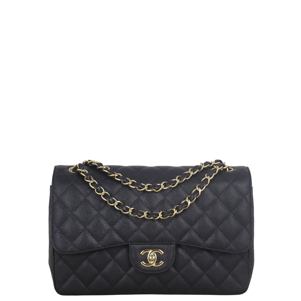 Chanel Classic Double Jumbo Caviar Handbag Quilted Black Crossbody Bag Jumbo 17072025