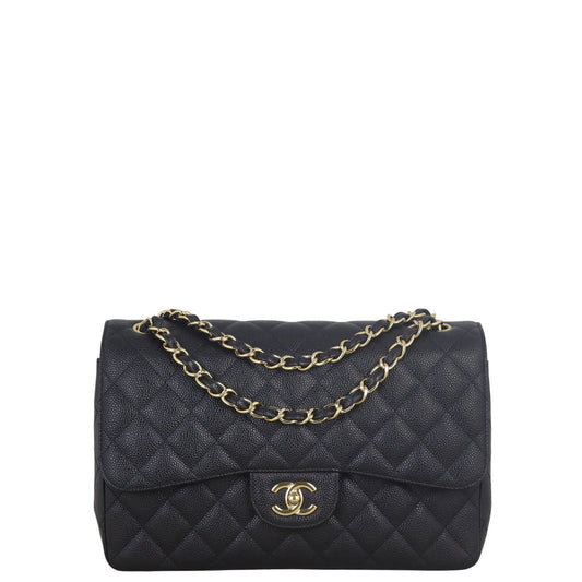 Chanel Classic Double Jumbo Caviar Handbag Quilted Black Crossbody Bag Jumbo 17072025