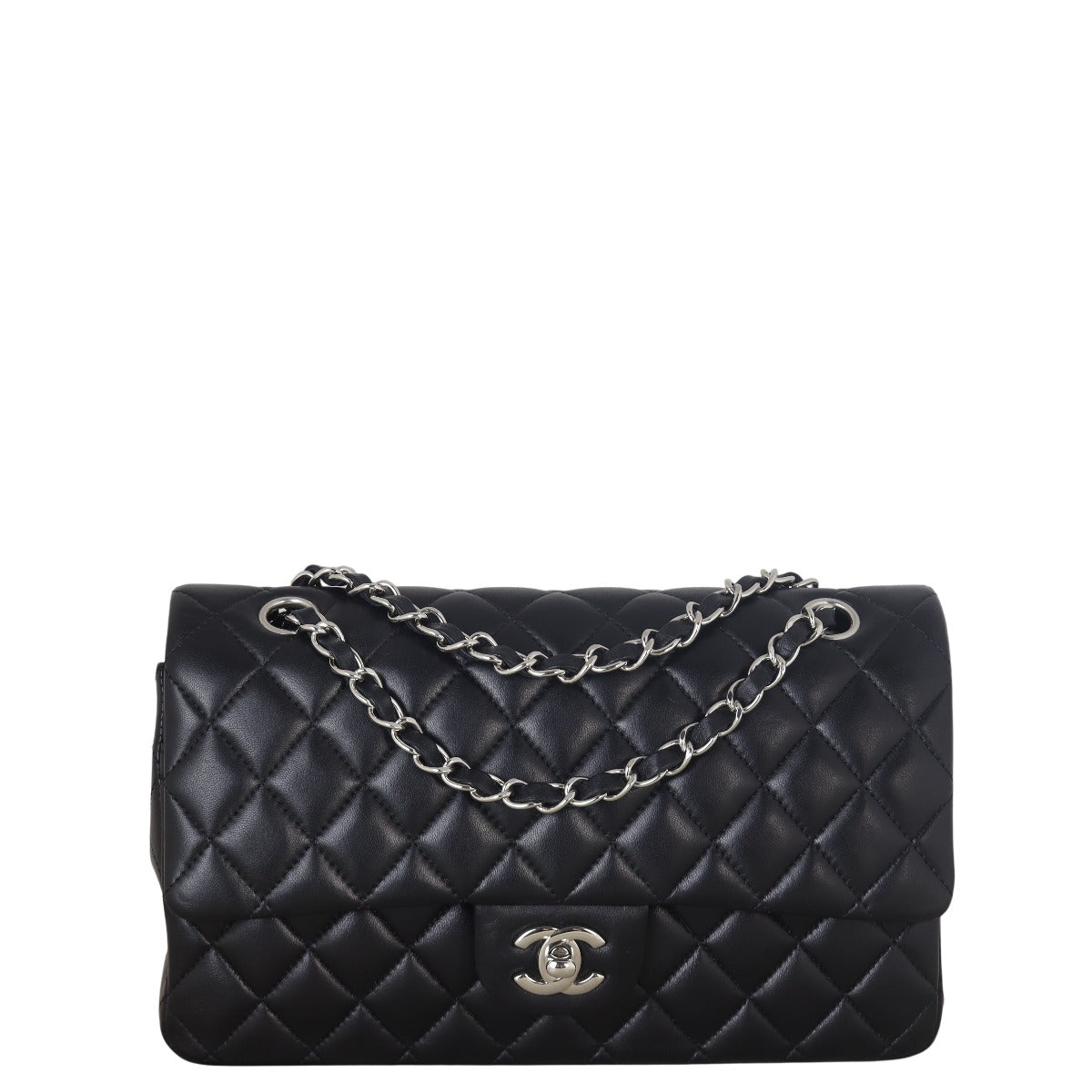 Chanel Classic Double Flap Lambskin Handbag Quilted Black Shoulder Bag