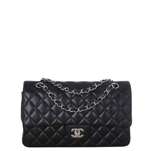 Chanel Classic Double Flap Lambskin Handbag Quilted Black Shoulder Bag