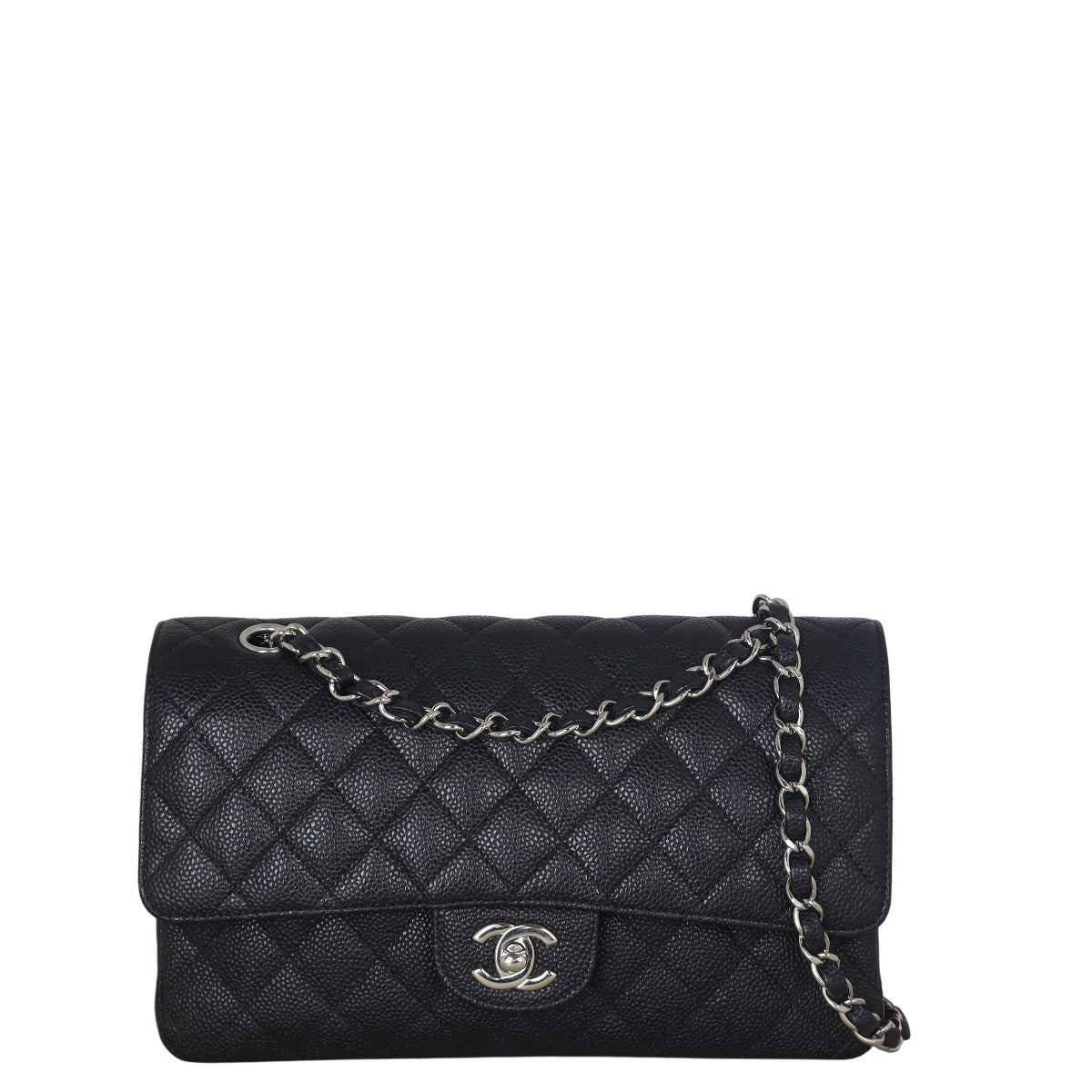 Chanel Classic Double Flap Lambskin Handbag Quilted Black Shoulder Bag Medium 29072025