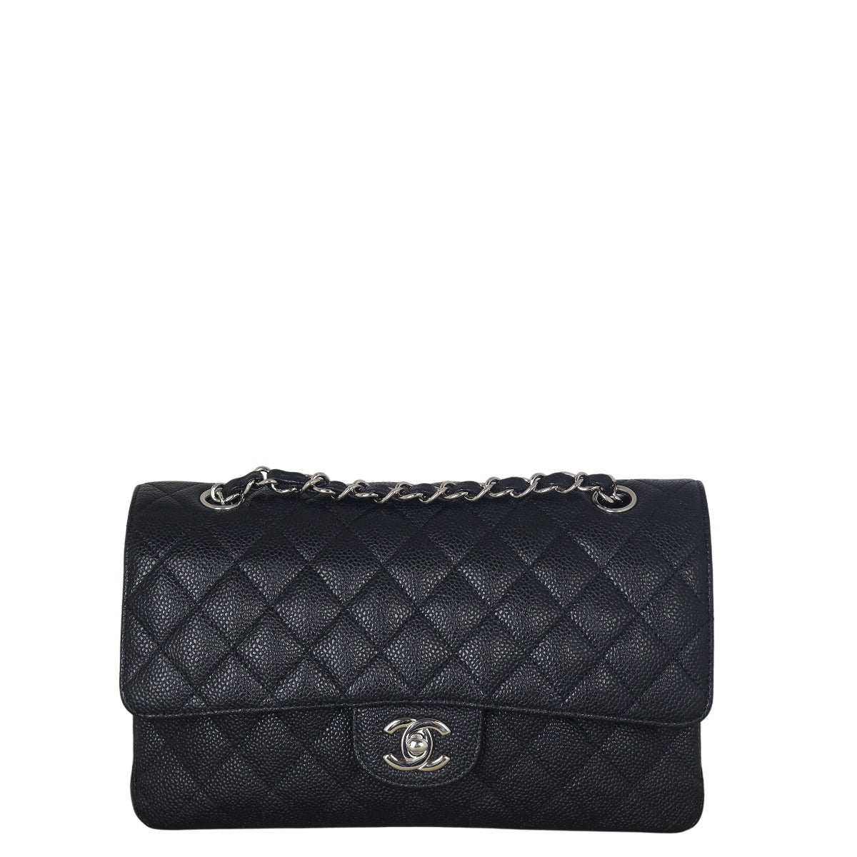 Chanel Classic Double Flap Lambskin Handbag Quilted Black Shoulder Bag Medium 29072025