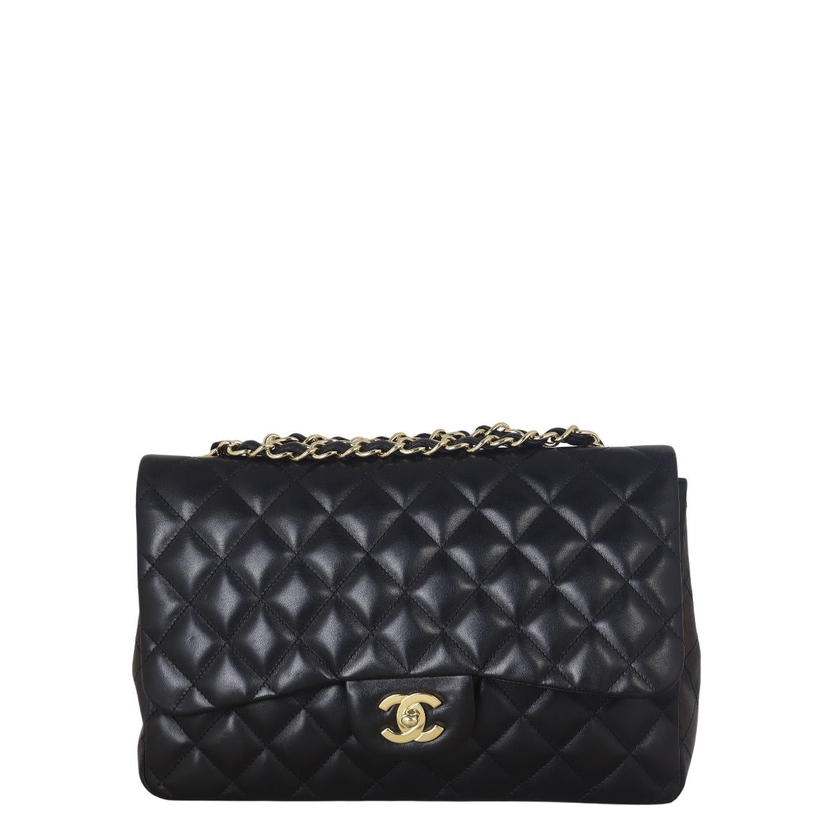 Chanel Classic Single Jumbo Lambskin Handbag Black Flap Crossbody Bag