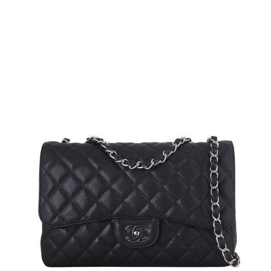 Chanel Classic Single Jumbo Caviar Handbag Quilted Black Crossbody Bag Jumbo 01082025