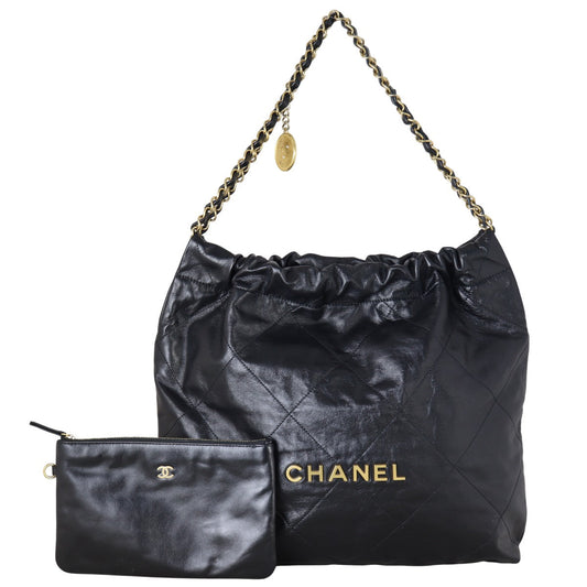 Chanel 22 Hobo Quilted Black Shoulder Bag Medium 04082025