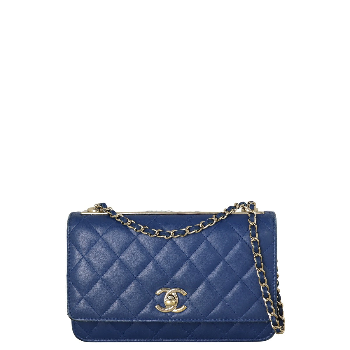 Chanel CC Trendy Wallet on Handbag Quilted Blue Crossbody Bag