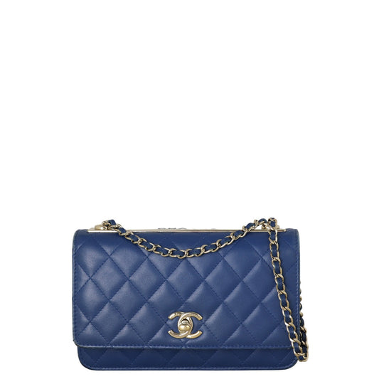 Chanel CC Trendy Wallet on Handbag Quilted Blue Crossbody Bag