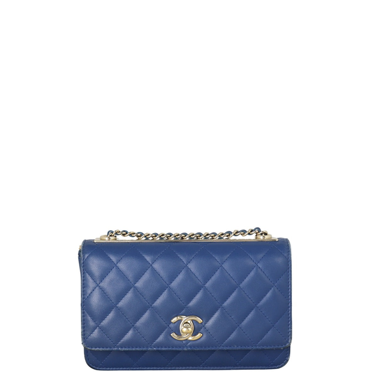 Chanel CC Trendy Wallet on Handbag Quilted Blue Crossbody Bag