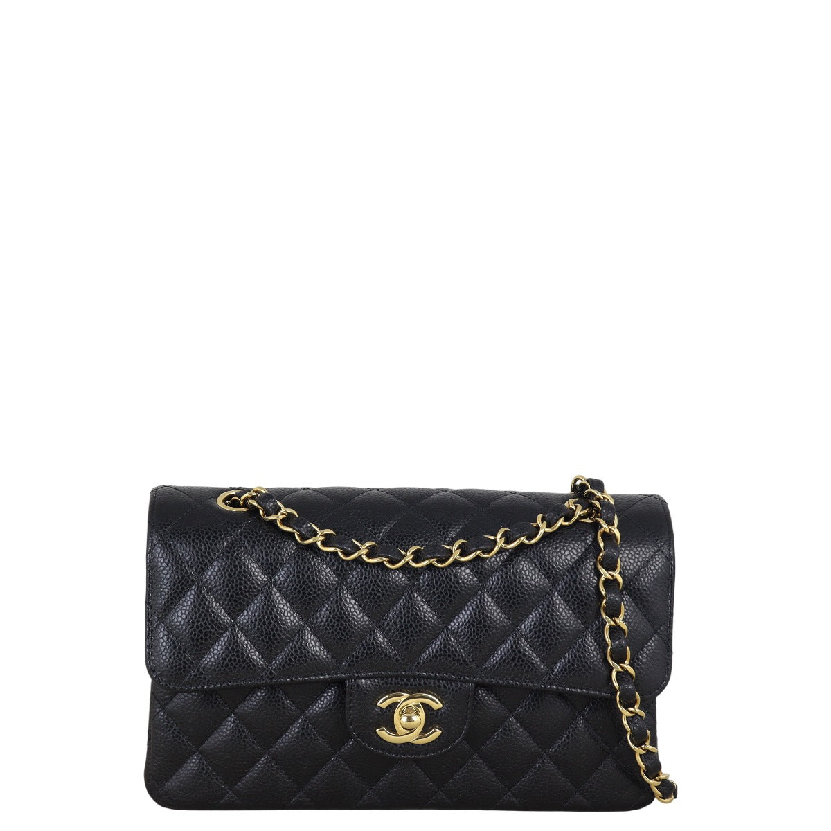 Chanel Classic Double Flap Caviar Handbag Quilted Black Crossbody Bag Small 06082025