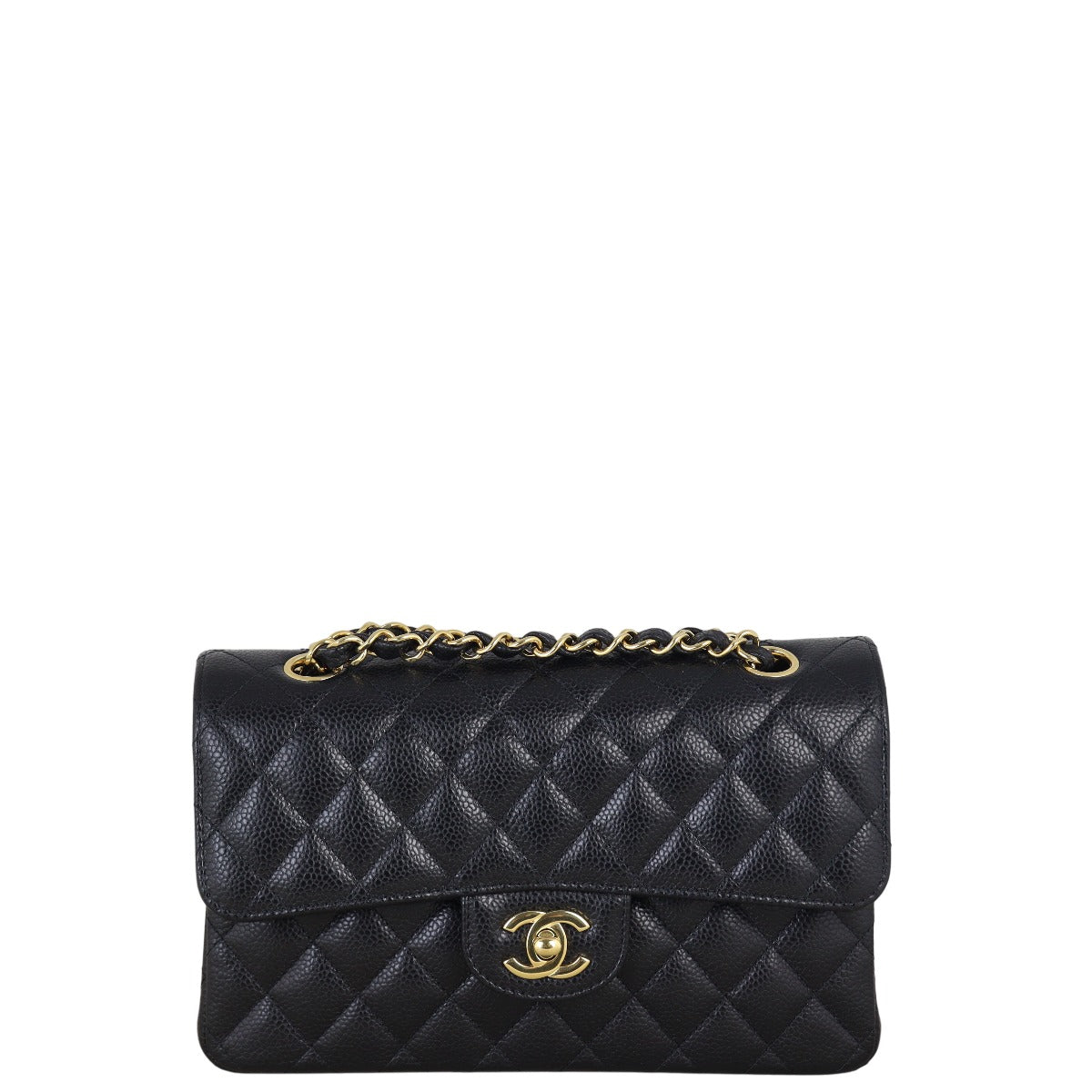 Chanel Classic Double Flap Caviar Handbag Quilted Black Crossbody Bag Small 06082025
