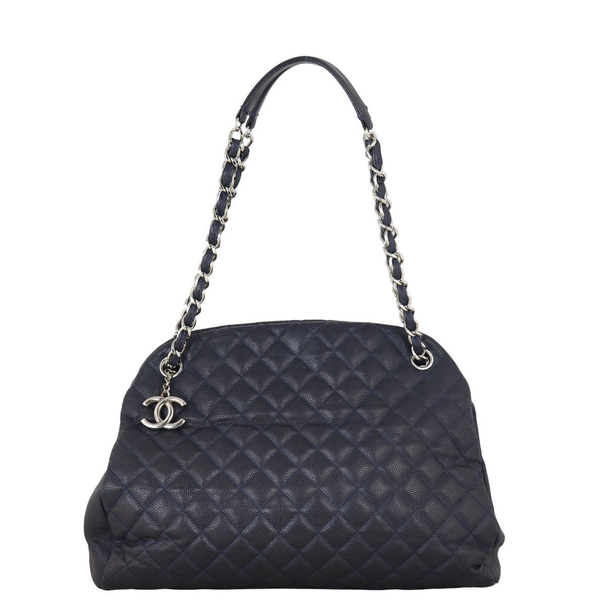 Chanel Just Mademoiselle Bowler Bag Quilted Blue Shoulder Bag