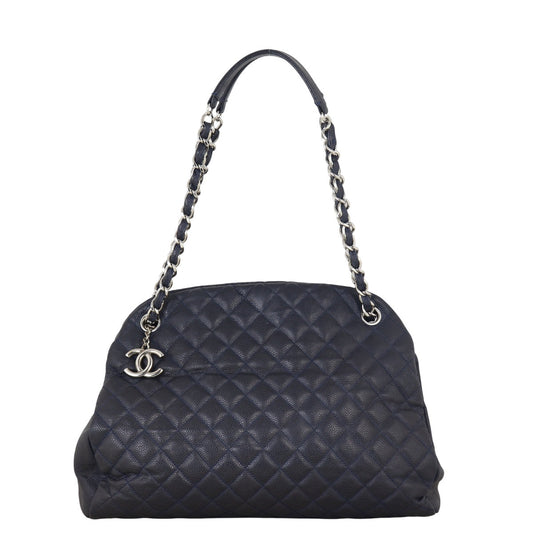 Chanel Just Mademoiselle Bowler Bag Quilted Blue Shoulder Bag