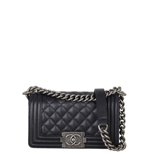 Chanel Boy Handbag Quilted Black Crossbody Bag Small 08082025
