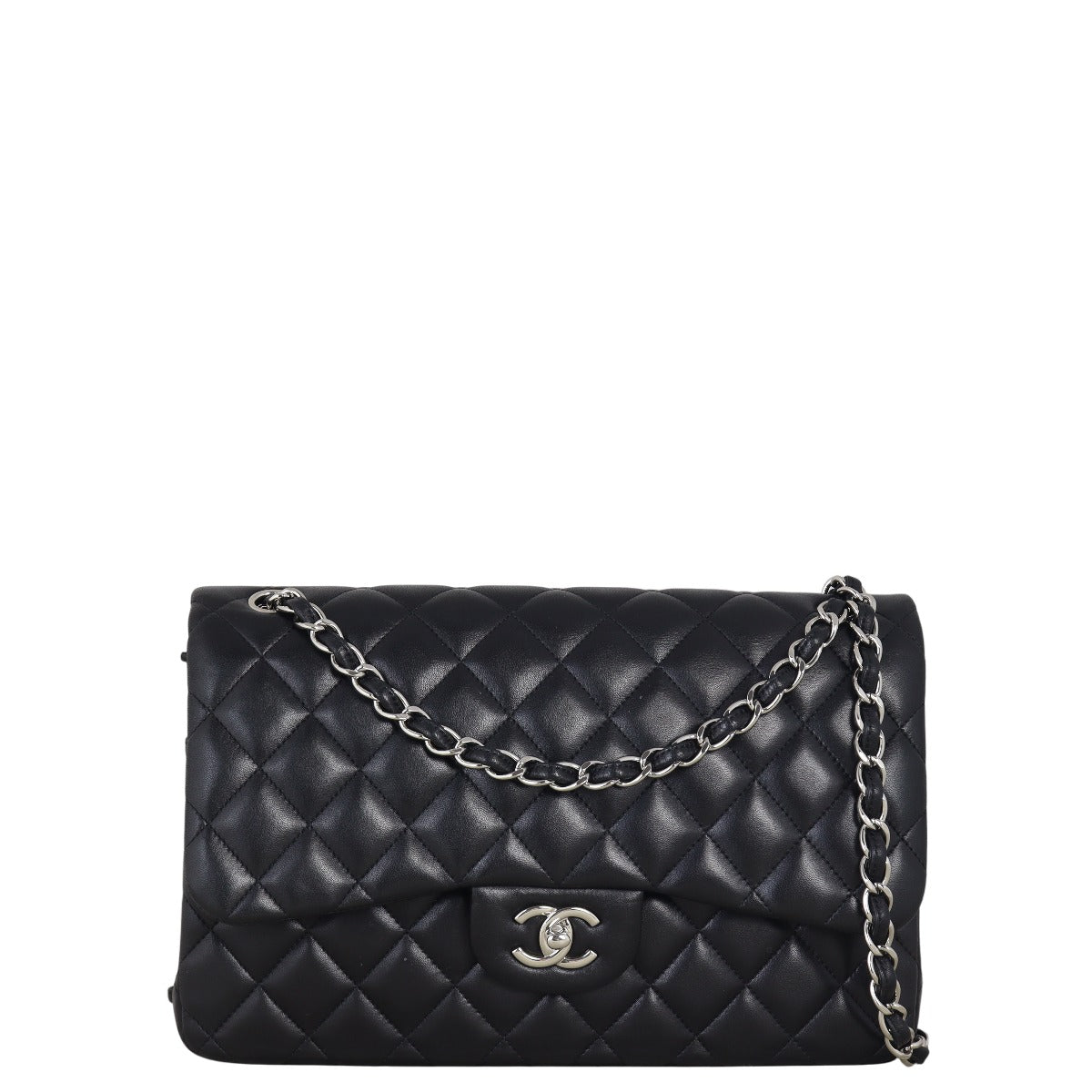 Chanel Classic Double Jumbo Lambskin Handbag Black Flap Crossbody Bag