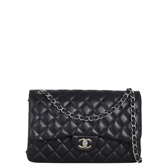 Chanel Classic Double Jumbo Lambskin Handbag Black Flap Crossbody Bag