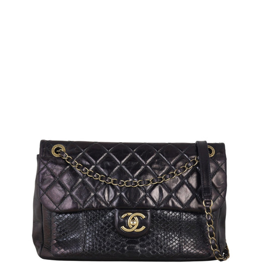 Chanel Urban Mix Bag Python Quilted Black Crossbody Bag