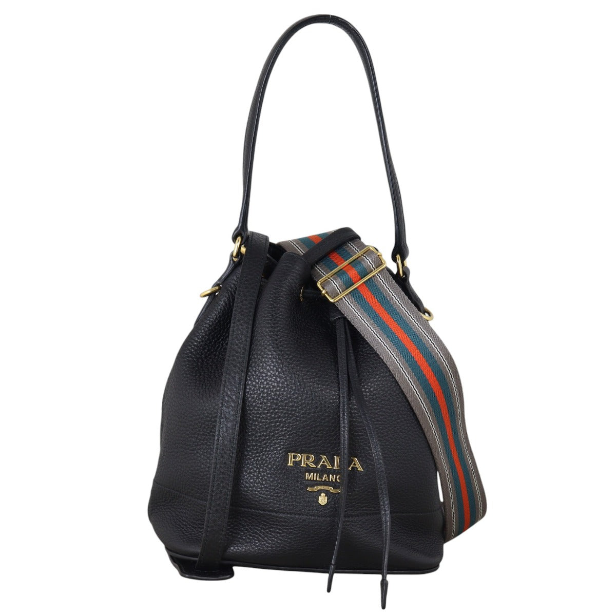 Prada Crossbody Bag Daino Bag Vitello Black Bucket Shoulder Bag