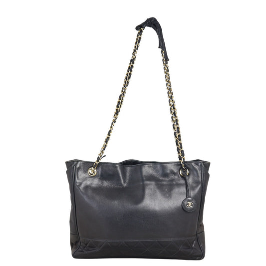 Chanel CC Shopping Tote Quilted Black Tote Bag