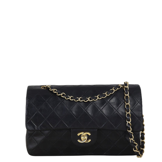Chanel Classic Double Flap Handbag Quilted Black Shoulder Bag Medium 21082025