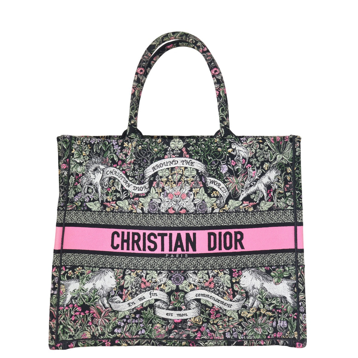 Dior Tote Bag Book Tote Around The World Canvas Large Shoulder Bag