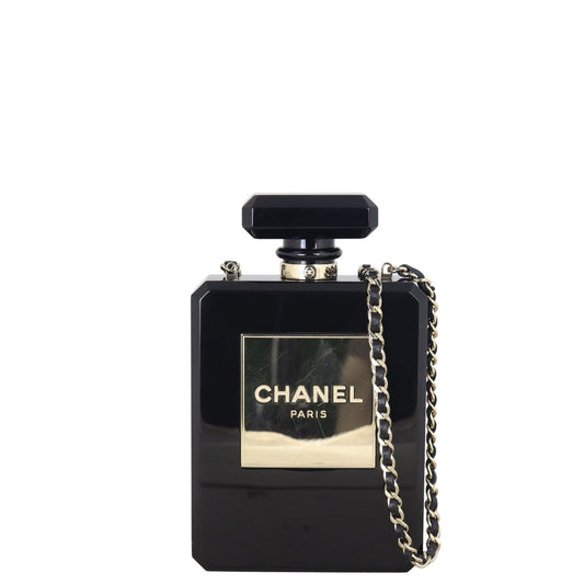 Chanel Perfume Bottle Minaudiere Plexiglass Handbag Black Crossbody Bag