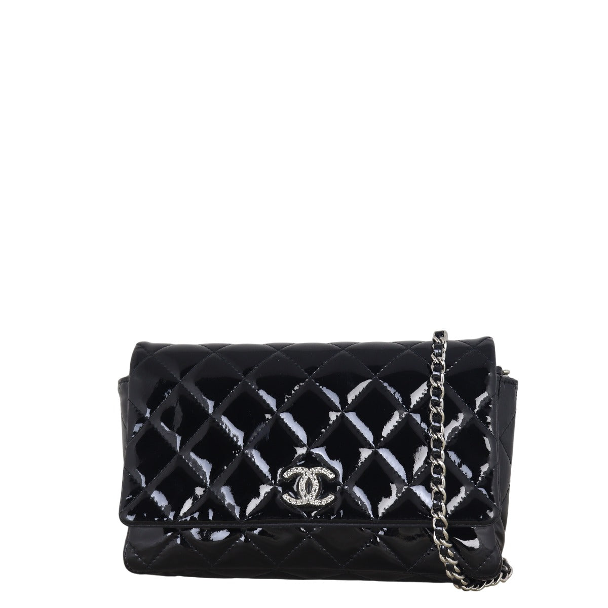 Chanel Brilliant Wallet on Patent Handbag Quilted Black Crossbody Bag