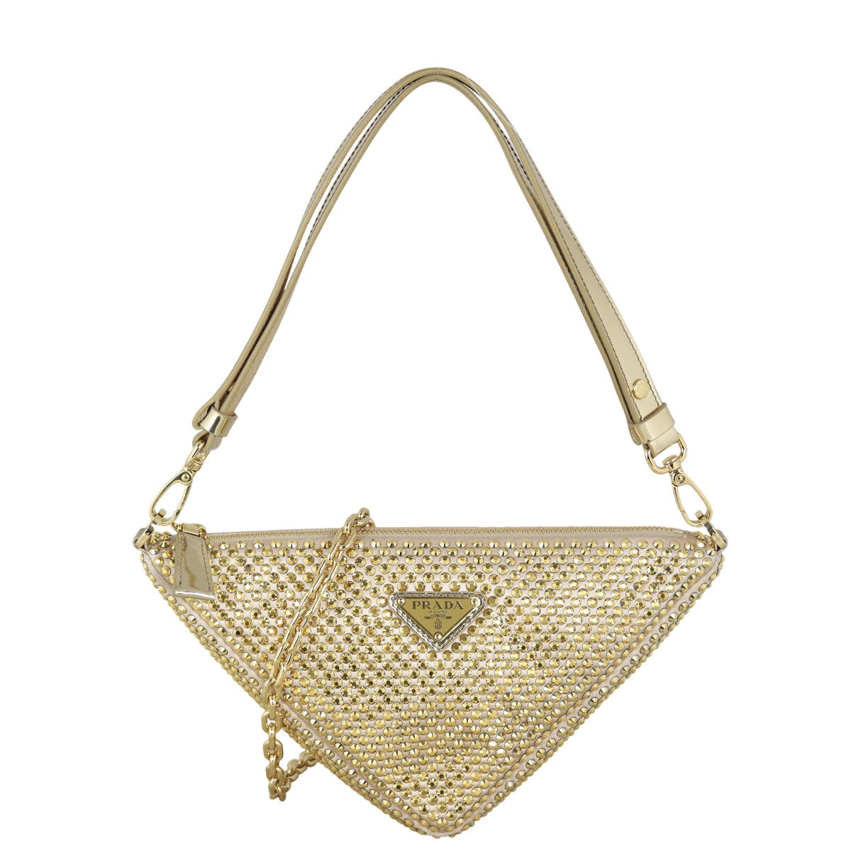 Prada Triangle Crystal Shoulder Bag Satin
