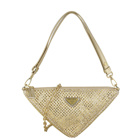 Prada Triangle Crystal Shoulder Bag Satin