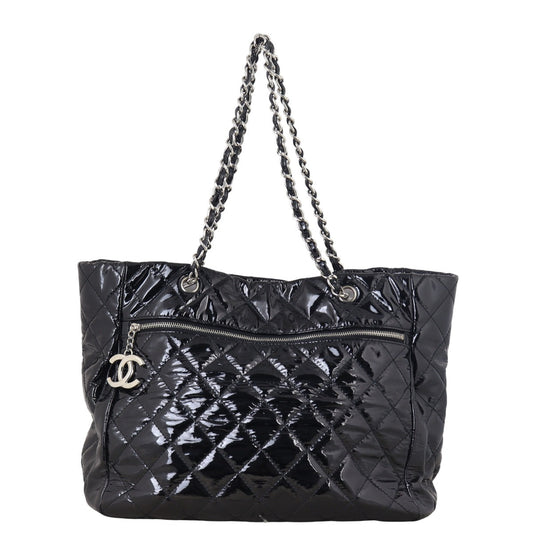 Chanel CC Charm Tote Vinyl Quilted Black Shoulder Bag