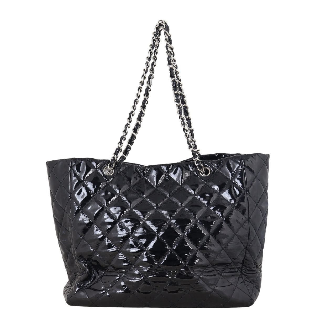 Chanel CC Charm Tote Vinyl Quilted Black Shoulder Bag