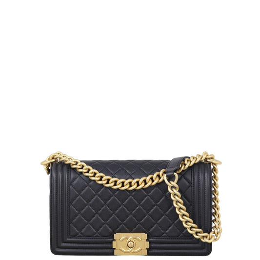 Chanel Boy Old Handbag Quilted Black Medium 03092025