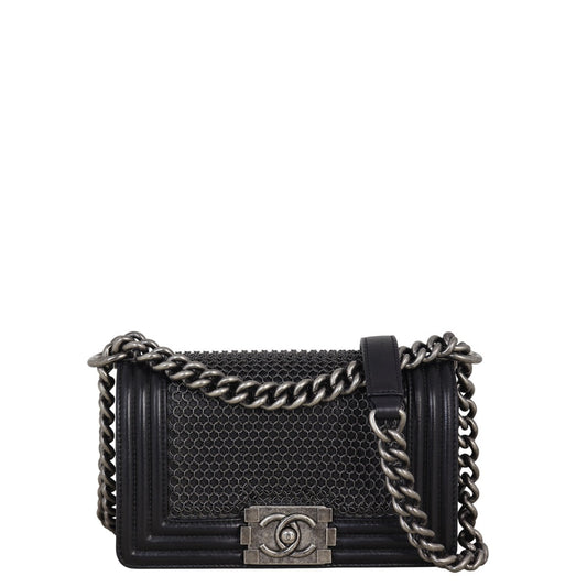 Chanel Boy Paris-Edinburgh Chainmail Handbag Black Small Crossbody Bag