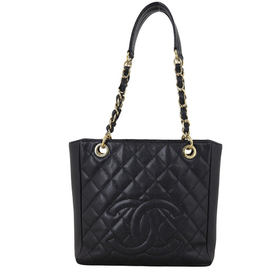 Chanel Petite Shopping Tote Quilted Black Shoulder Bag Tote 17092025