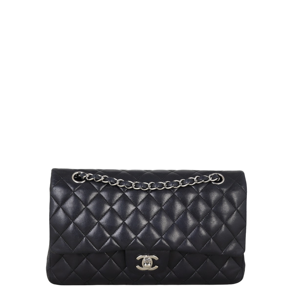 Chanel Classic Double Flap Lambskin Handbag Quilted Black Shoulder Bag Medium 22092025