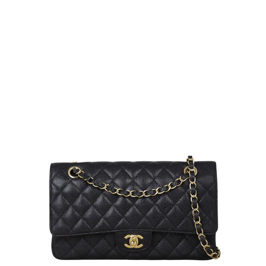 Chanel Classic Double Flap Caviar Handbag Quilted Black Shoulder Bag Medium 24092025