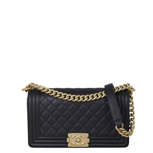 Chanel Boy Old Handbag Quilted Black Shoulder Bag