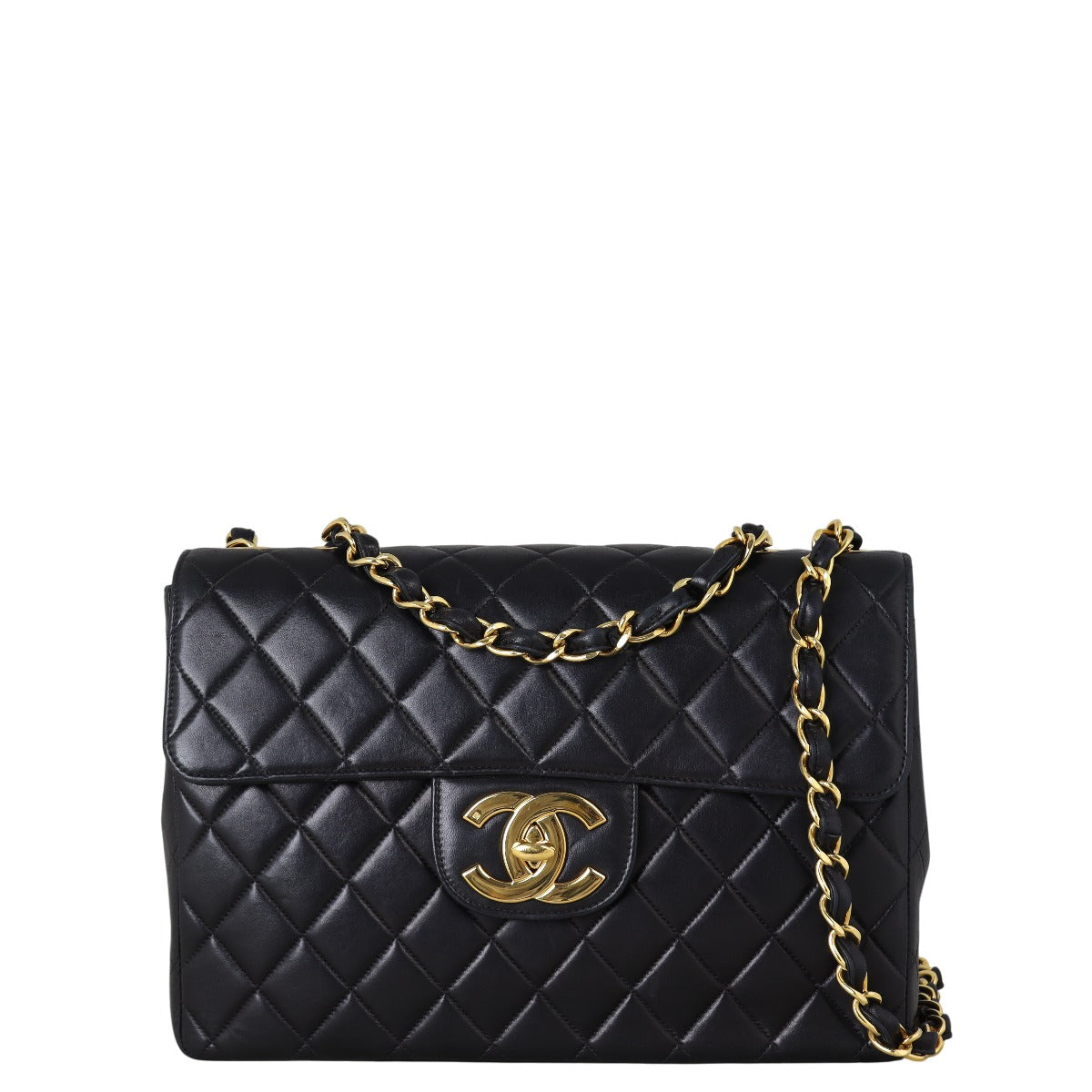 Chanel Maxi Jumbo XL Single Handbag Quilted Black Shoulder Bag Flap 09102025