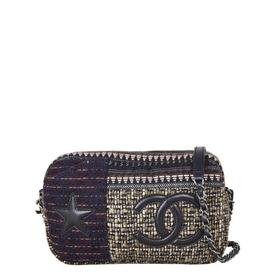 Chanel Paris-Dallas Camera Case Tweed Handbag Black Medium Crossbody Bag