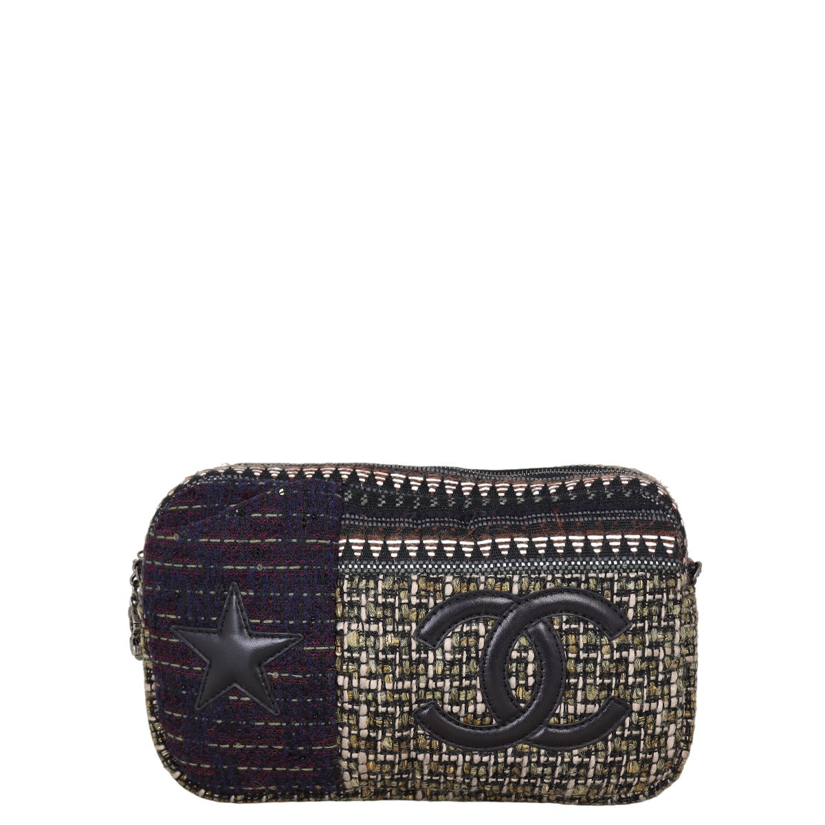 Chanel Paris-Dallas Camera Case Tweed Handbag Black Medium Crossbody Bag