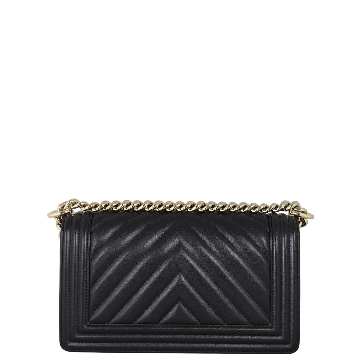 Chanel Boy Old Chevron Handbag Quilted Black Crossbody Bag