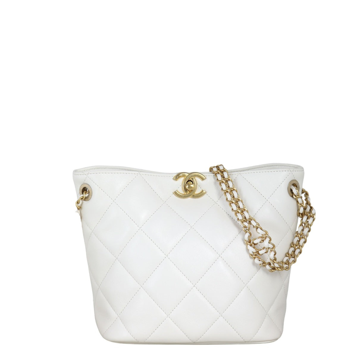 Chanel CC Hobo Quilted White Crossbody Bag