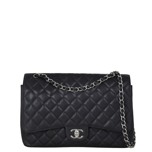 Chanel Classic Double Maxi Handbag Quilted Black Crossbody Bag