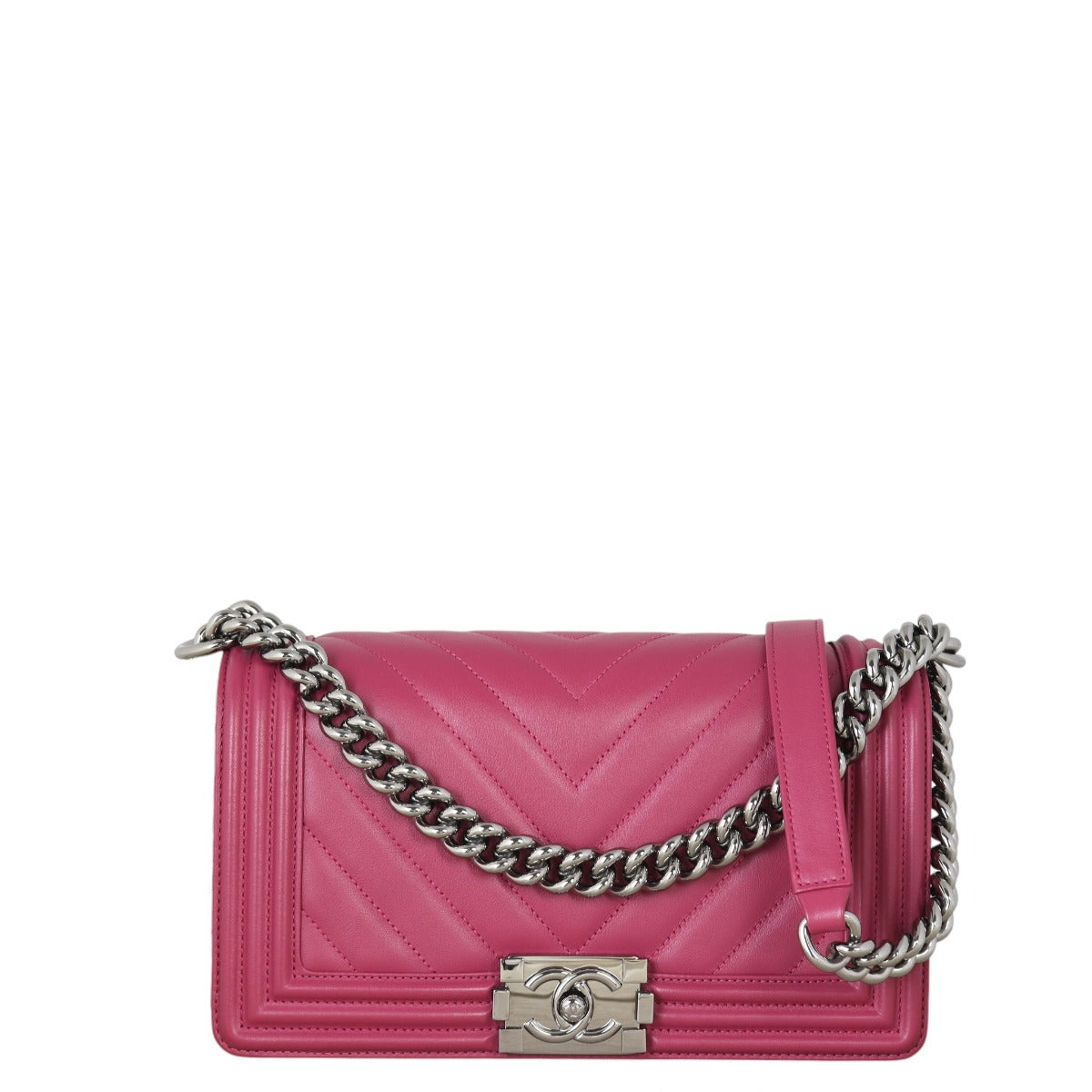 Chanel Boy Old Chevron Handbag Medium Crossbody Bag