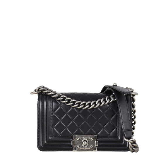 Chanel Boy Handbag Quilted Black Crossbody Bag Small 24102025